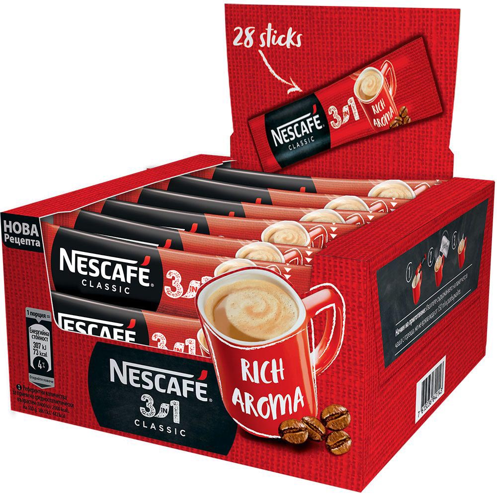 060820266a74be28b342b.jpeg Nescafe 3 In 1 Classic 28 броя - Image 1