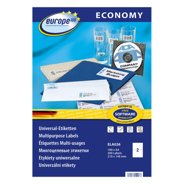 Етикети Avery Eco 210/148 A4 2ет 100л