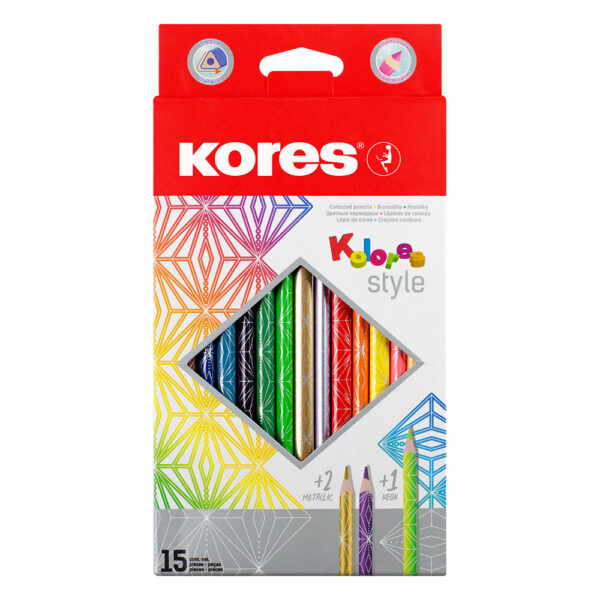 Цветни моливи Kores Kolores Style 15цв