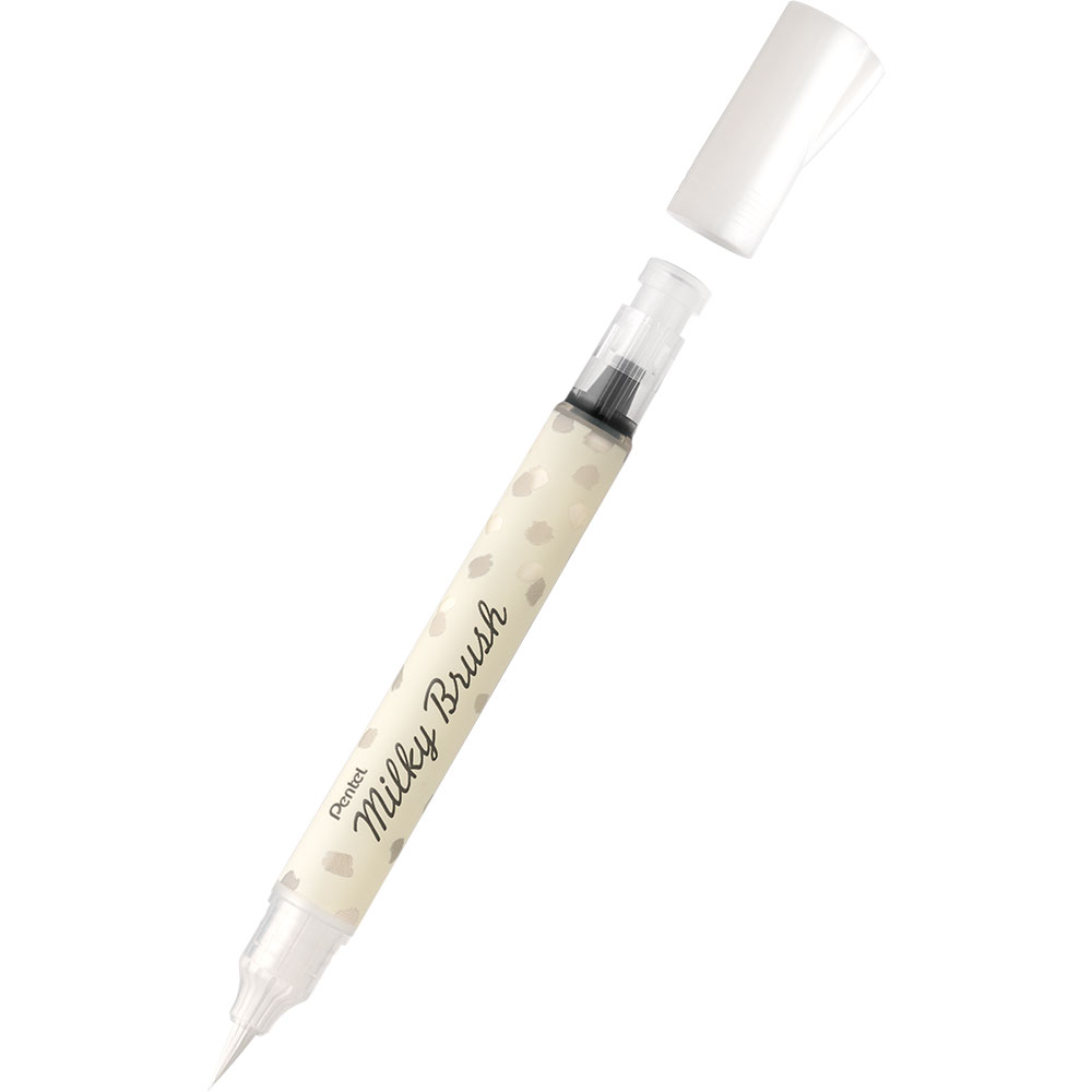060820266a74d5eb876d9.jpeg Маркер четка Pentel Milky Brush бял - Image 1