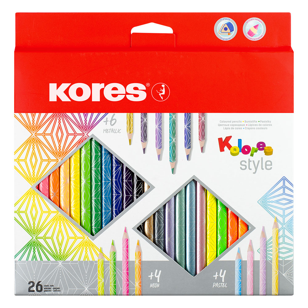 060820266a74d6bfcf7b7.jpeg Цветни моливи Kores Kolores Style 26цв - Image 1