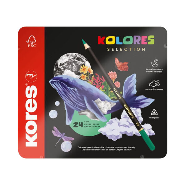 Цветни моливи Kores 24цв метална кутия