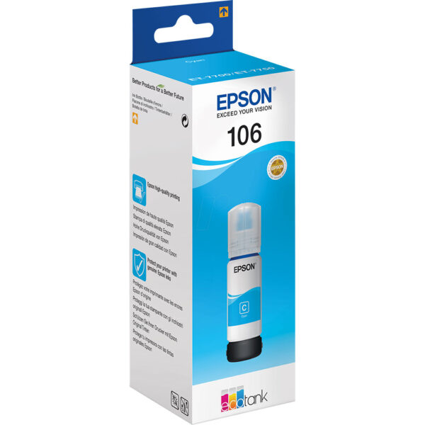Мастило Epson 106 EcoTank Cyan 5k