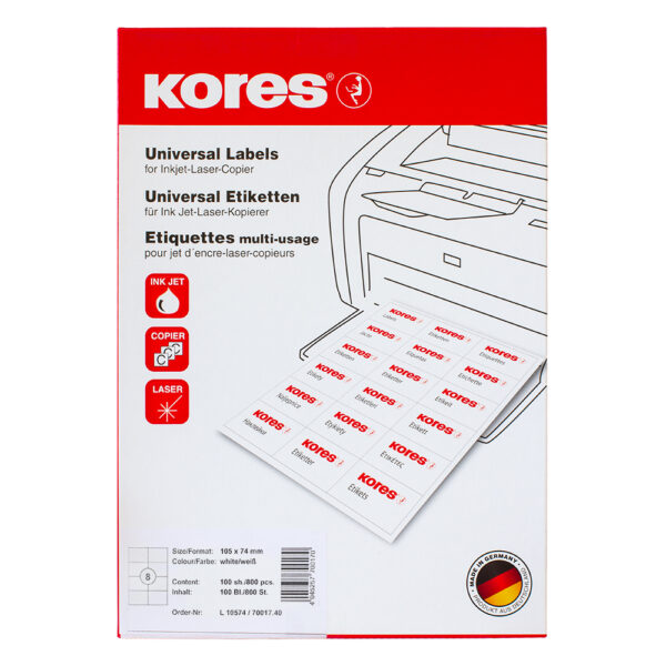 Етикети Kores 105/74 A4 8ет 100л
